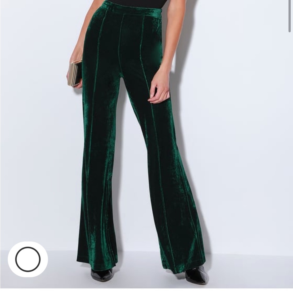 Green Velvet Flare Pants